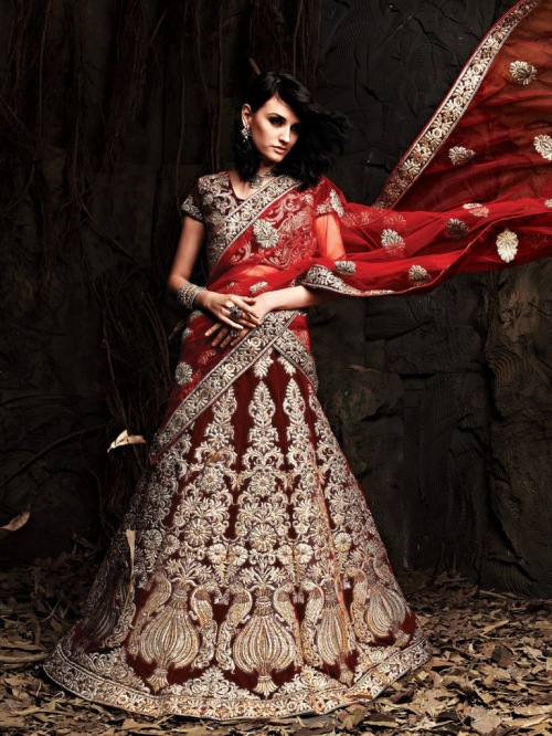 DARK MAROON GOLDEN NET RESHAM EMBRO