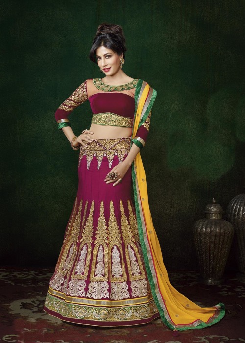 DARK RED LEHENGA CHOLI WITH DUPATTA