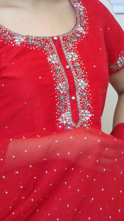 Indian raw silk with kundan work