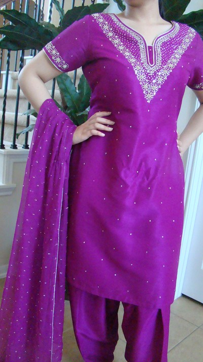 Indian raw silk with kora & sequins